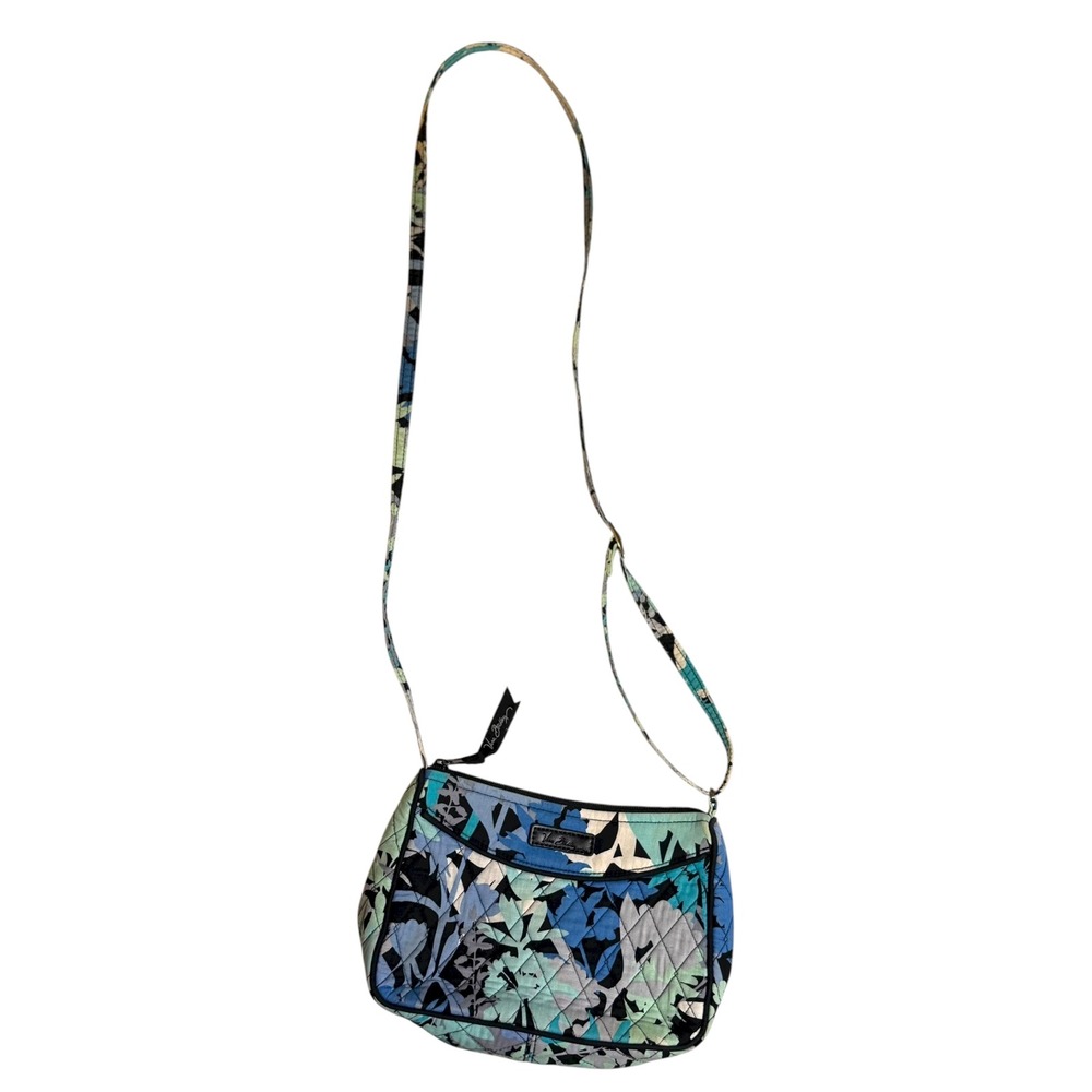 Vera Bradley Crossbody Bag Blue Green Quilted Cotton Purse Adjustable Strap